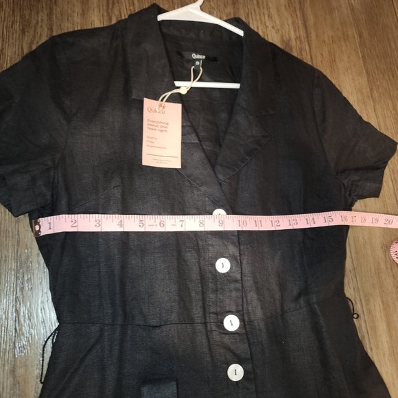Quince 100% European Linen Button Front Dress NWT Black Small - Picture 3 of 6